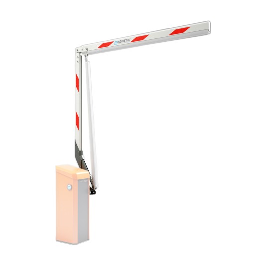 Magnetic AutoControl 10'  VarioBoom Complete Articulated Barrier Arm with Foam Edge and LED Strips - 84" Passage Height - VARIOBOOM-LK010ST